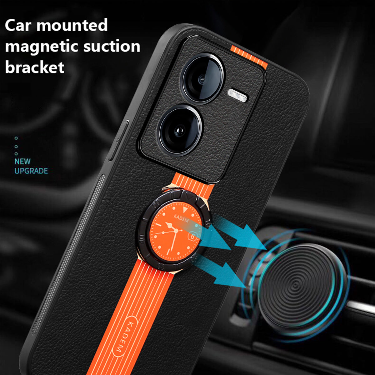 KADEM For vivo iQOO Z9 5G Cell Phone Cases Leather+Acrylic+TPU Shell Supports Magnetic Car Mount KADEM For vivo iQOO Z9 5G Cell Phone Cases Leather+Acrylic+TPU Shell Supports Magnetic Car Mount